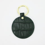 New Design Free Customed Initials Letters Crocodile Pattern Or Saffiano Leather Round Key Chain Key Ring Key Wallet