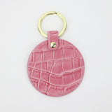 New Design Free Customed Initials Letters Crocodile Pattern Or Saffiano Leather Round Key Chain Key Ring Key Wallet
