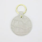 New Design Free Customed Initials Letters Crocodile Pattern Or Saffiano Leather Round Key Chain Key Ring Key Wallet