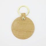 New Design Free Customed Initials Letters Crocodile Pattern Or Saffiano Leather Round Key Chain Key Ring Key Wallet