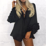Summer Sexy Beach Mini Dress Women Long Puff Sleeve Bikini Cover Up Tunic Pareo Sarong Swimwear Mesh Sundress Robe - ENSEIGNE DENIS