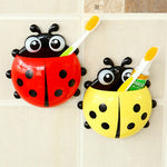 1pcs Ladybug Animal Insect Toothbrush Holder Bathroom Cartoon Toothbrush Toothpaste Wall Suction Holder Rack Container Organizer