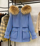 Large Natural Raccoon Fox Fur Hooded Winter Down Coat Women 90% White Duck Down Jacket Thick Warm Parkas Female Outerwear - ENSEIGNE DENIS