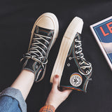 High-Top Canvas Shoes Women Ulzzang All-match 2020 Summer Ins Fashion Sneakers Retro Casual Shoes Girls Gumshoe Beige Black Low