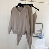 2020 autumn Knitted sweater suit casual new product temperament chain vest knitted jacket + elastic pants three-piece sets TZ423
