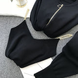 2020 autumn Knitted sweater suit casual new product temperament chain vest knitted jacket + elastic pants three-piece sets TZ423