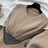 2020 autumn Knitted sweater suit casual new product temperament chain vest knitted jacket + elastic pants three-piece sets TZ423
