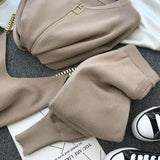 2020 autumn Knitted sweater suit casual new product temperament chain vest knitted jacket + elastic pants three-piece sets TZ423
