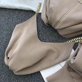 2020 autumn Knitted sweater suit casual new product temperament chain vest knitted jacket + elastic pants three-piece sets TZ423