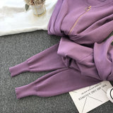 2020 autumn Knitted sweater suit casual new product temperament chain vest knitted jacket + elastic pants three-piece sets TZ423