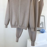2020 autumn Knitted sweater suit casual new product temperament chain vest knitted jacket + elastic pants three-piece sets TZ423