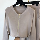 2020 autumn Knitted sweater suit casual new product temperament chain vest knitted jacket + elastic pants three-piece sets TZ423