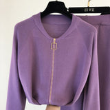 2020 autumn Knitted sweater suit casual new product temperament chain vest knitted jacket + elastic pants three-piece sets TZ423