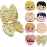 Baby Wood Tooth Box Organizer Spanish English Russian Teeth Storage Collect for Boys Girls Umbilical Save Keepsake Souvenir