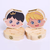 Baby Wood Tooth Box Organizer Spanish English Russian Teeth Storage Collect for Boys Girls Umbilical Save Keepsake Souvenir