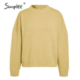 Simplee Women geometric khaki knitted sweater women casual Houndstooth lady pullover sweater female Autumn winter retro jumper - ENSEIGNE DENIS