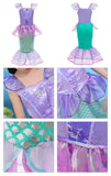 Girls Little Mermaid Ariel Princess Dress Cosplay Costumes For Kids Baby Girl Mermaid Dress Up Sets Children Halloween Clothing