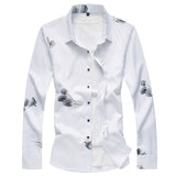 2020 Autumn New Men's Printed Shirt Fashion Casual White Long Sleeve Shirt Male Brand Clothes Plus Size 5XL 6XL 7XL