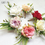 LKY Fr Boutonniere Flowers Corsage Pin Boutonniere Buttonhole Men Wedding Bracelet Bridesmaid Wedding Buttonhole Witness Corsage