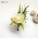 LKY Fr Boutonniere Flowers Corsage Pin Boutonniere Buttonhole Men Wedding Bracelet Bridesmaid Wedding Buttonhole Witness Corsage