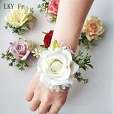 LKY Fr Boutonniere Flowers Corsage Pin Boutonniere Buttonhole Men Wedding Bracelet Bridesmaid Wedding Buttonhole Witness Corsage