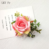 LKY Fr Boutonniere Flowers Corsage Pin Boutonniere Buttonhole Men Wedding Bracelet Bridesmaid Wedding Buttonhole Witness Corsage