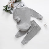 Baby Outfits Two Piece Solid Sets Infant Toddler Newborn Girls Boys Autumn Winter Baby Girl Boy Long Sleeve Romper Pants 0-24M