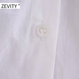 ZEVITY women sweet peter pan collar lace stitching casual poplin blouse shirts women puff sleeve white chemise chic tops LS7201