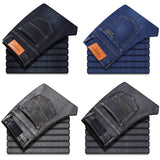 2020 New Classic Style Men's Grey Jeans Business Fashion Soft Stretch Denim Trousers Male Brand Fit Pants Black Blue