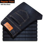 2020 New Classic Style Men's Grey Jeans Business Fashion Soft Stretch Denim Trousers Male Brand Fit Pants Black Blue