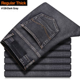 2020 New Classic Style Men's Grey Jeans Business Fashion Soft Stretch Denim Trousers Male Brand Fit Pants Black Blue