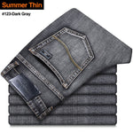 2020 New Classic Style Men's Grey Jeans Business Fashion Soft Stretch Denim Trousers Male Brand Fit Pants Black Blue