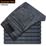 2020 New Classic Style Men's Grey Jeans Business Fashion Soft Stretch Denim Trousers Male Brand Fit Pants Black Blue