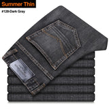 2020 New Classic Style Men's Grey Jeans Business Fashion Soft Stretch Denim Trousers Male Brand Fit Pants Black Blue