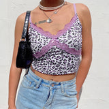 2020 E-Girl Style Spaghetti Strap V Neck with Lace Cropped Tops Y2K Summer Fashion Ribbed Solid Backless Blue Cami Streetwear - ENSEIGNE DENIS