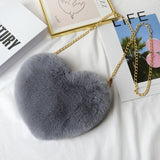 Crossbody Bags for Women Rex Rabbit Fur Love Bag Peach Heart Bag Chain Bag Fashion Shoulder Cross-chain Female Bag
