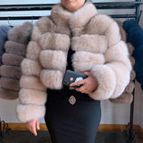 2020 NEW Natural Short Real Fox Fur Coat For Women With Stand Collar Thick Warm Winter Genuine Fox Fur Jacket High Quality Fur - ENSEIGNE DENIS