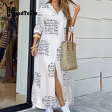 Chain Print Buttoned Slit Shirt Dress - ENSEIGNE DENIS