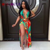 PinePear Floral Leaf Print Backless Beach Dress Cover Up Swimwear 2020 Women Deep V Neck Bathing Suit Beachwear Drop Shipping - ENSEIGNE DENIS