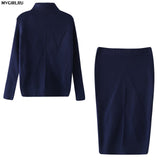 MVGIRLRU Women's Knitting skirt suit women's Costume Sweater suit + Slim Skirt Two-Piece tracksuit