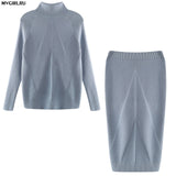 MVGIRLRU Women's Knitting skirt suit women's Costume Sweater suit + Slim Skirt Two-Piece tracksuit