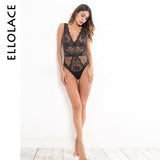 Ellolace Summer Lace Bodysuit Women Floral Embroidery Deep V Neck Sexy Bodysuit Dot Patchwork Jumpsuit Overalls 2019 Femlae Body
