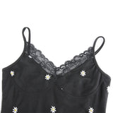 HEYounGIRL 90s Print Embroidery Lace Sexy Bodycon Dress Split Summer Mini Dresses Ladies Embroidery Sleeveless Short Dress Y2K