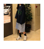 Korean College Style Autumn Winter Geometric Pattern Argyle Pullovers Loose Oversized O-Neck Knitted Sweaters Woman Jumper Mujer