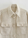 ZXQJ Tweed Women Vintage Oversize Plaid Shirts 2021 Spring-Autumn Chic Ladies Streetwear Loose Shirt Elegant Female Outfit Girls