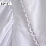 ZEVITY women sweet peter pan collar lace stitching casual poplin blouse shirts women puff sleeve white chemise chic tops LS7201