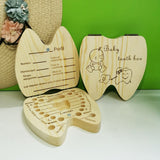 English/Spanish Wooden Baby Tooth Box Organizer Milk Teeth Storage Umbilical Lanugo Save Collect Baby Souvenirs Gifts