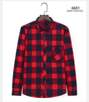 Aoliwen brand men Yellow black Plaid Brushed Long Sleeve Shirt pocket Spring casual men's shirts flannel cotton soft fit