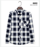 Aoliwen brand men Yellow black Plaid Brushed Long Sleeve Shirt pocket Spring casual men's shirts flannel cotton soft fit