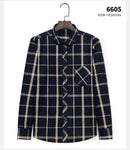 Aoliwen brand men Yellow black Plaid Brushed Long Sleeve Shirt pocket Spring casual men's shirts flannel cotton soft fit
